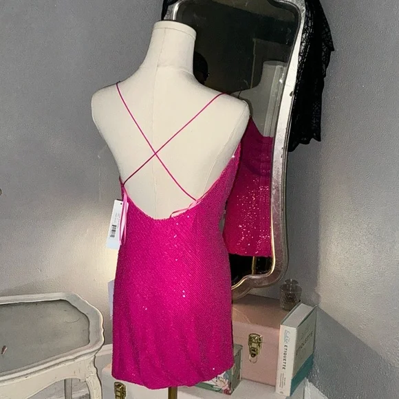 JAYGODFREY Hot Pink Sequin Mini Dress - Picture 2 of 8